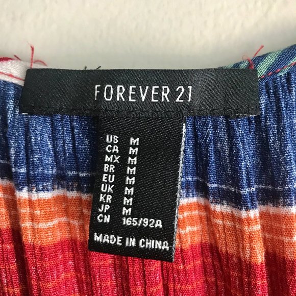 FOREVER 21 / Orange & Blue Stripe Midi Dress - Picture 7 of 8